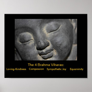 Gentle Buddha Face Stone Sculpture Poster