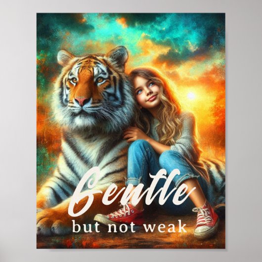 Gentle but Not Weak – Inspirational Tiger Canvas  Poster (Voorkant)