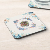 Gentle Calm – Teal Watercolor Floral Art Bier Onderzetter (Linkerzijde)