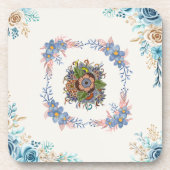 Gentle Calm – Teal Watercolor Floral Art Bier Onderzetter (Voorkant)