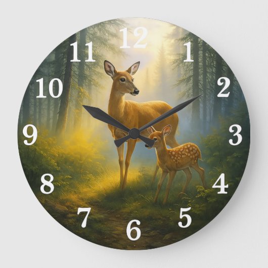 Gentle deer duo in sunlit forest grote klok (Voorkant)