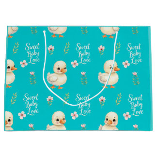 Gentle Ducklings op turquoise achtergrond van Nata Groot Cadeauzakje