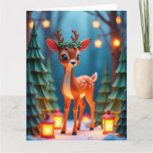 Gentle Fawn in het kerstlandschap van Snowy Woodla Kaart (Voorkant)