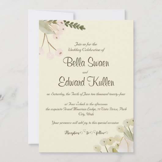 Gentle Floral bruiloft uitnodiging (Voorkant)