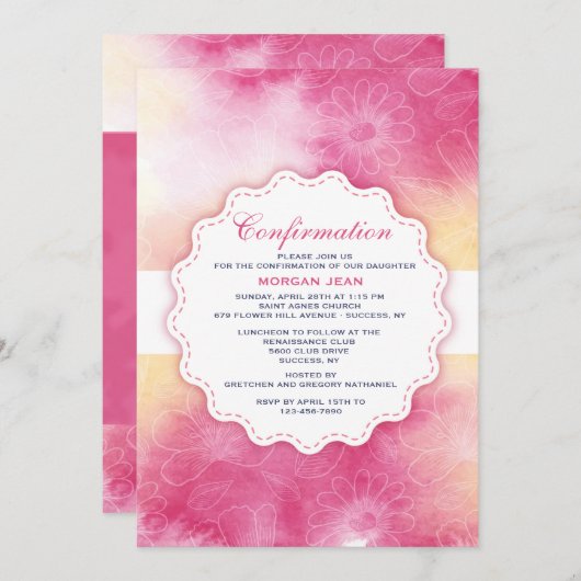 Gentle Floral Invitation Kaart (Voorkant / Achterkant)