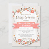Gentle Floral Modern Baby shower Invitation Kaart (Voorkant)
