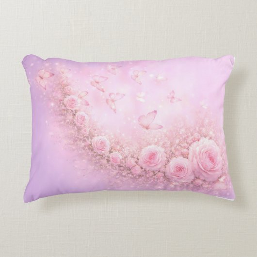 Gentle Floral Pattern – Soft Pink Roses with Soft  Accent Kussen (Voorkant)
