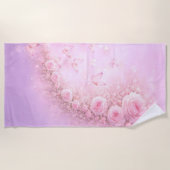 Gentle Floral Pattern – Soft Pink Roses with Soft  Strandlaken (Voorkant)