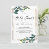 Gentle Foliage | Uitnodiging tot Baby shower (Staand voorkant)