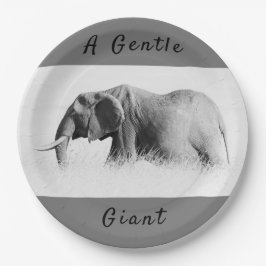 Gentle Giant Elephant foto met hoge sleutel met te Papieren Bordje