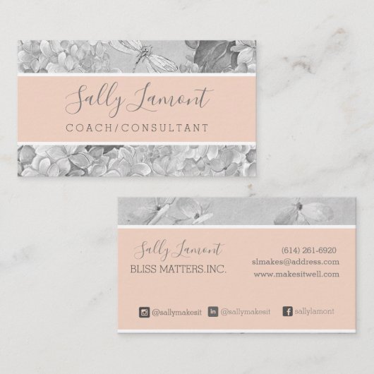 Gentle Gray en Peche Consultant Coach Visitekaartje (Voorkant / Achterkant)