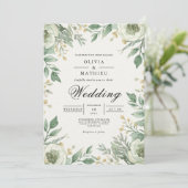 Gentle Green Floral Arch Wedding Kaart (Staand voorkant)