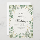 Gentle Green Floral Arch Wedding Kaart (Voorkant / Achterkant)