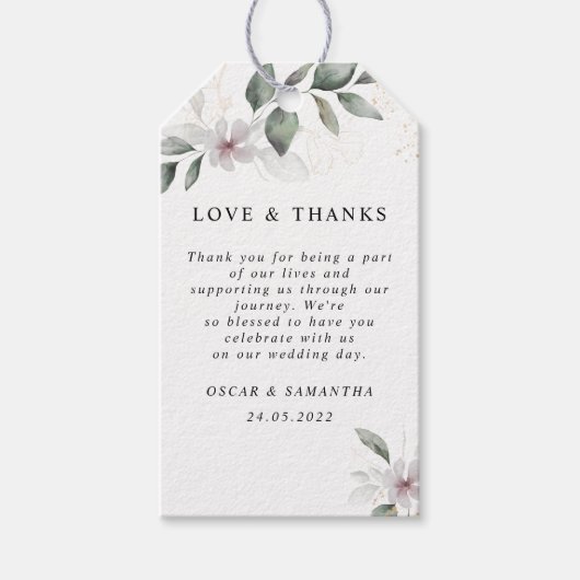 Gentle Greenery Waterverf Leaf & Flower | Goud Cadeaulabel (Voorkant)