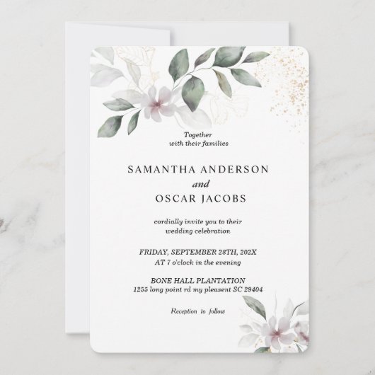 Gentle Greenery Waterverf Leaf & Flower | Goud Kaart (Voorkant)