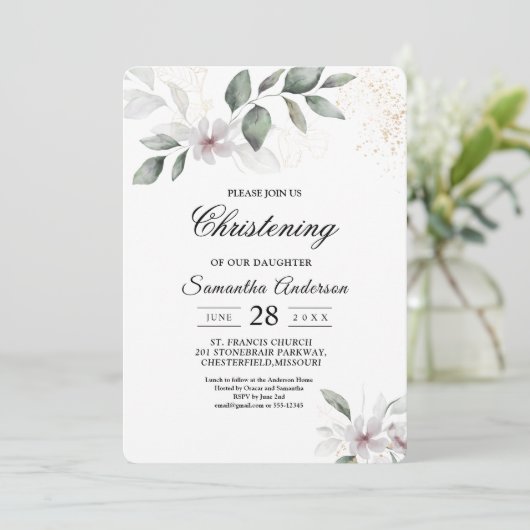 Gentle Greenery Waterverf Leaf & Flower | Goud Kaart (Staand voorkant)