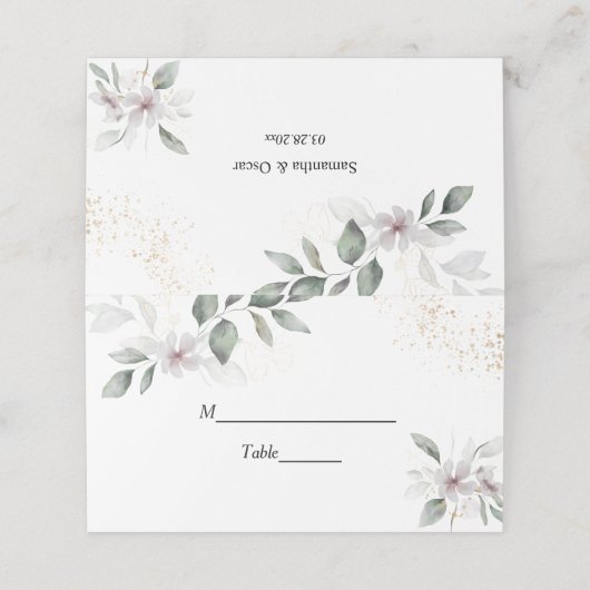 Gentle Greenery Waterverf Leaf & Flower | Goud Plaatskaartje (Buitenkant ongevouwen)