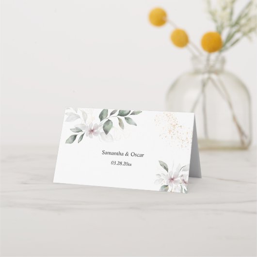 Gentle Greenery Waterverf Leaf & Flower | Goud Plaatskaartje (Achterkant)