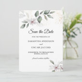 Gentle Greenery Waterverf Leaf & Flower | Goud Save The Date (Staand voorkant)