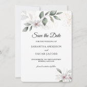 Gentle Greenery Waterverf Leaf & Flower | Goud Save The Date (Voorkant)