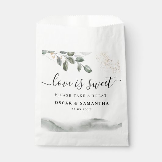 Gentle Greenery Waterverf Leaf | Goudstof Bedankzakje (Voorkant)