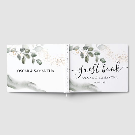 Gentle Greenery Waterverf Leaf | Goudstof | Gastenboek (Volledig)