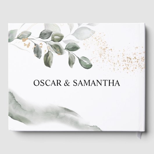 Gentle Greenery Waterverf Leaf | Goudstof | Gastenboek (Achterkant)