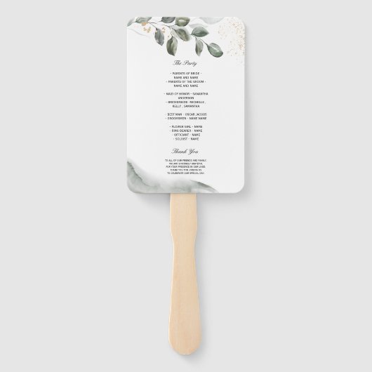 Gentle Greenery Waterverf Leaf | Goudstof Handwaaier (Achterkant)