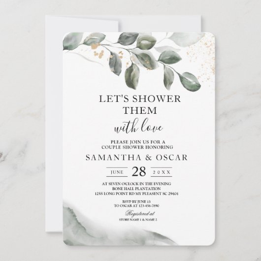 Gentle Greenery Waterverf Leaf | Goudstof Kaart (Voorkant)