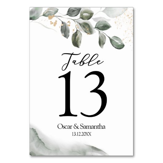 Gentle Greenery Waterverf Leaf | Goudstof Kaart (Achterkant)