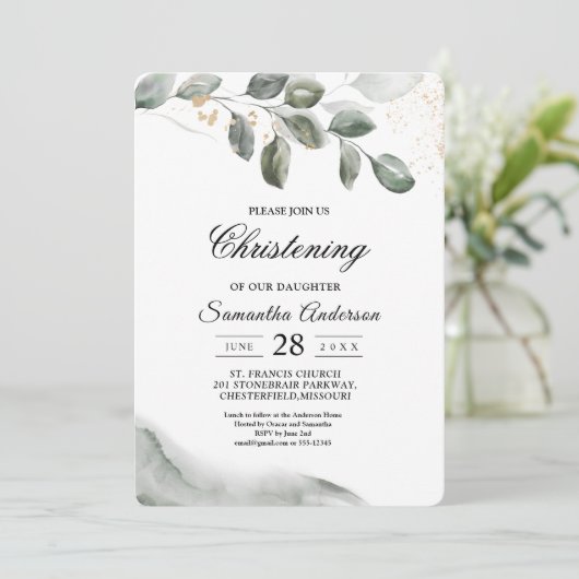 Gentle Greenery Waterverf Leaf | Goudstof Kaart (Staand voorkant)