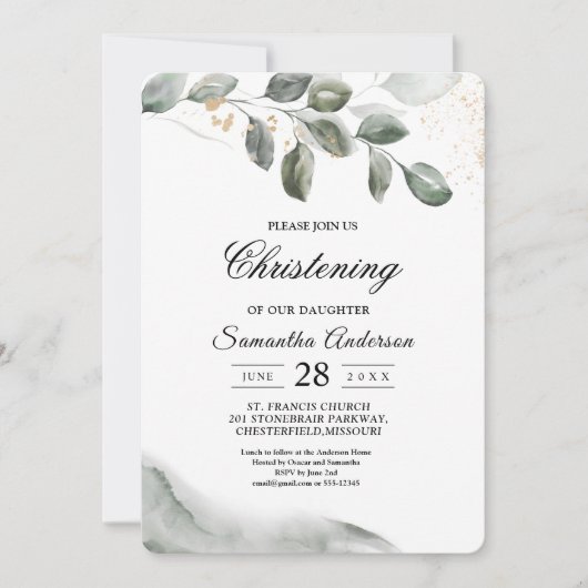 Gentle Greenery Waterverf Leaf | Goudstof Kaart (Voorkant)