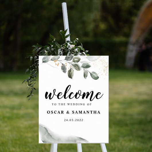 Gentle Greenery Waterverf Leaf | Goudstof | Poster