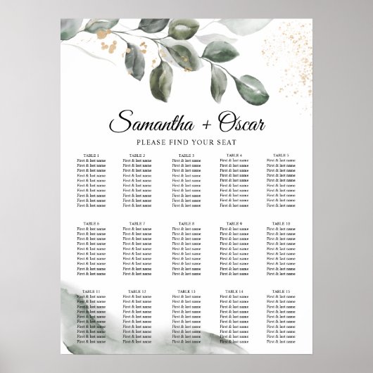 Gentle Greenery Waterverf Leaf | Goudstof Poster (Voorkant)