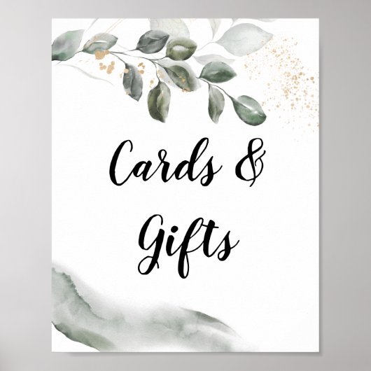 Gentle Greenery Waterverf Leaf | Goudstof | Poster (Voorkant)