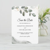 Gentle Greenery Waterverf Leaf | Goudstof Save The Date (Staand voorkant)