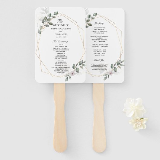 Gentle Greenery Waterverf Leaf Lijst & Flower Handwaaier (Voorkant en achterkant)