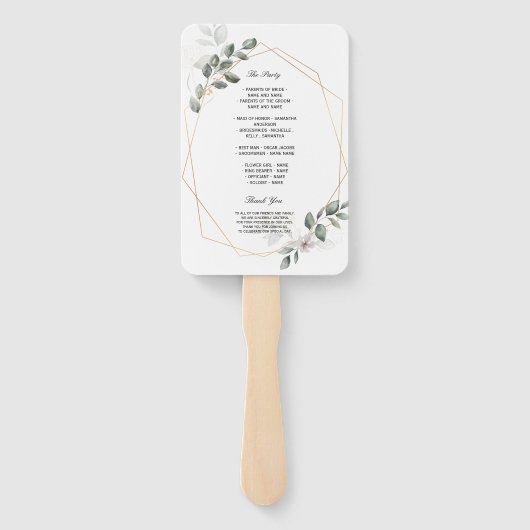 Gentle Greenery Waterverf Leaf Lijst & Flower Handwaaier (Achterkant)