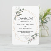 Gentle Greenery Waterverf Leaf Lijst & Flower Save The Date (Staand voorkant)