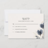 Gentle Grey Flowers Bruiloft RSVP Kaart (Voorkant)