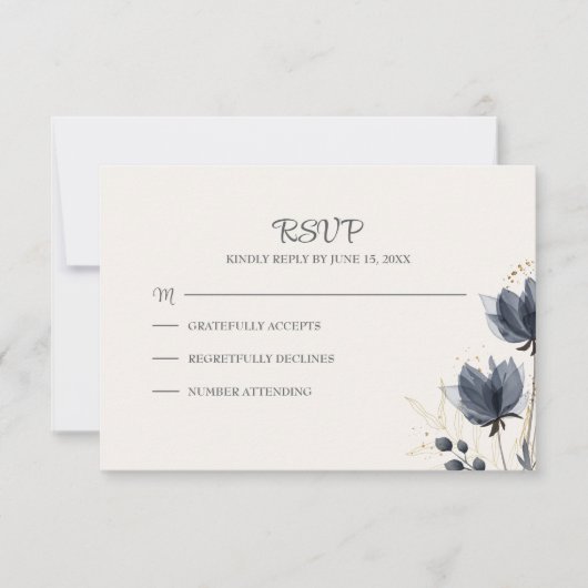 Gentle Grey Flowers Bruiloft RSVP Kaart (Voorkant)