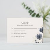 Gentle Grey Flowers Bruiloft RSVP Kaart (Staand voorkant)