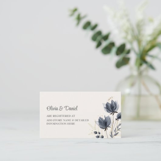 Gentle Grey Flowers Registry Insert Kaart (Staand voorkant)