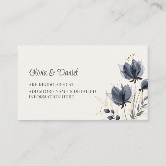 Gentle Grey Flowers Registry Insert Kaart (Voorkant)