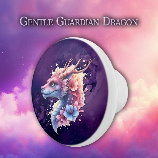 Gentle Guardian Dragon.  Keramische Knop