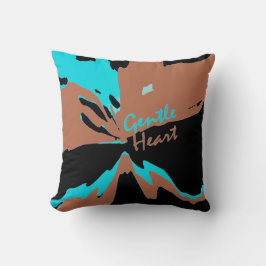 "Gentle Heart" Inspirerend op Aqua Rust Zwart Kussen