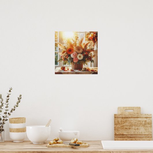 Gentle Herfst Flowers Decoratief Poster (Keuken)