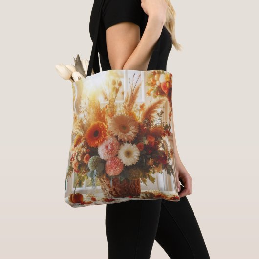 Gentle Herfst Flowers Full Print Canvas tas (Dichtbij)