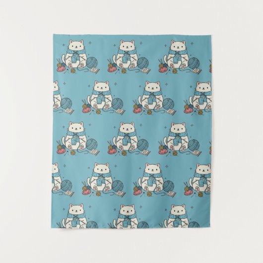 Gentle Hobby Supplies White Cat Crafter Design Wandkleed (Voorkant)