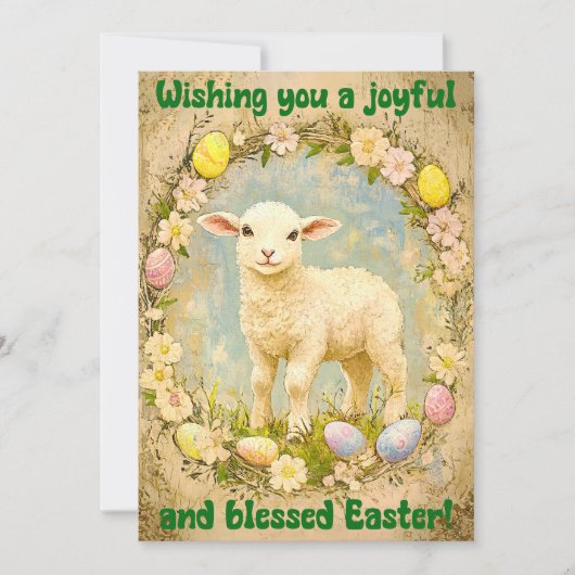 Gentle Joy – Easter Lamb Wishes Kaart (Voorkant)